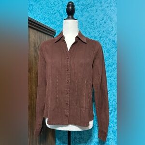 Kim Rogers Faux Suede Brown Top